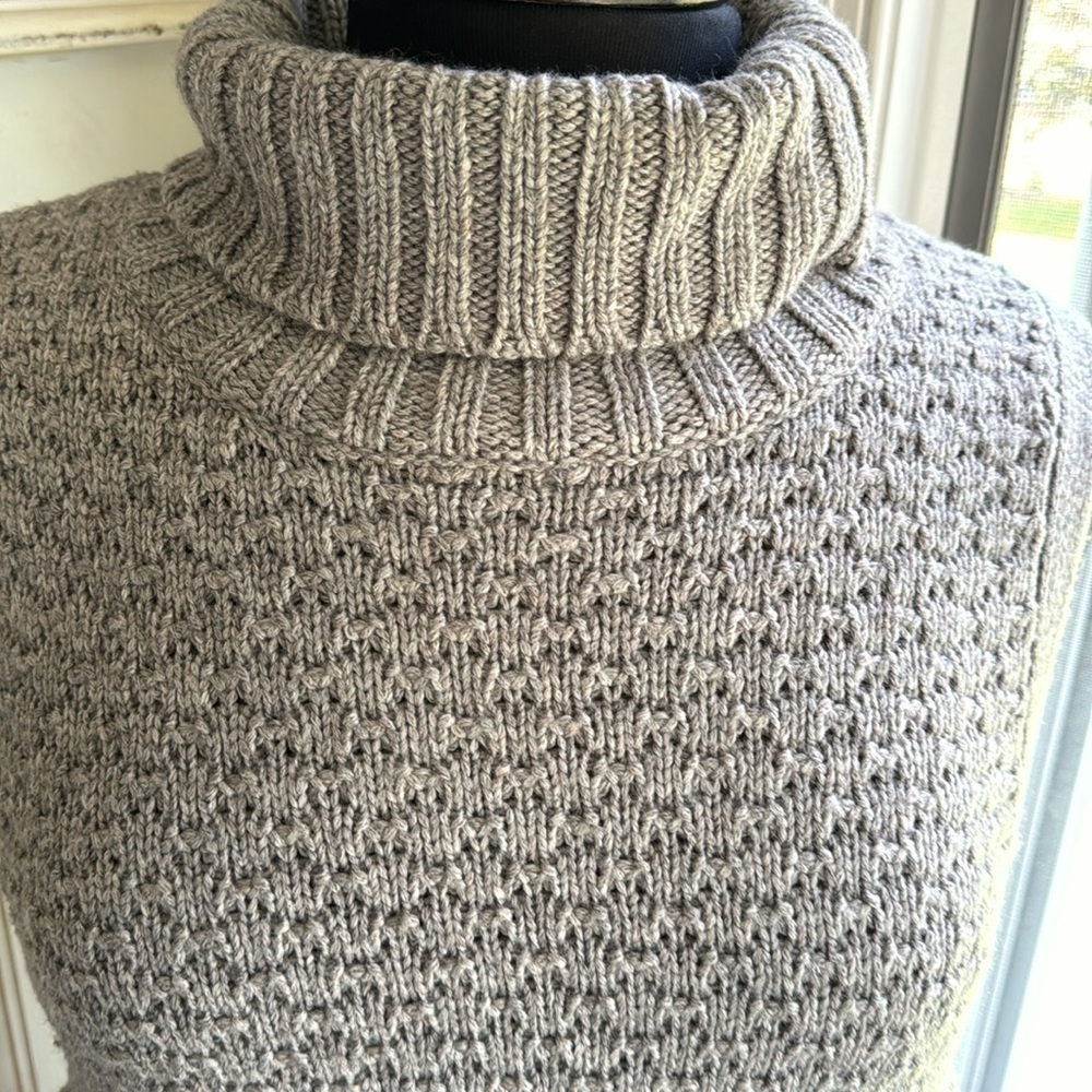 Anthropologie Nomad Morgan Carper Gray Vesper Fringe Turtleneck Knit TunicDress - Picture 6 of 12